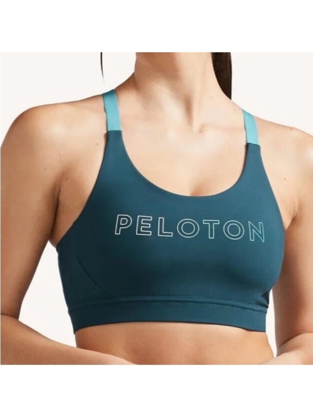 Peloton Teal Sports Bra with Light Teal Straps